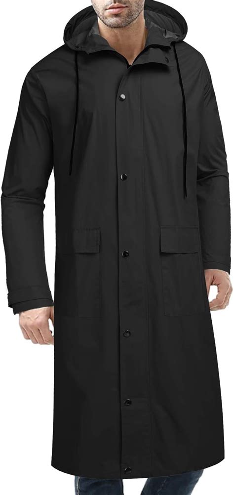 thigh length rain jacket men.